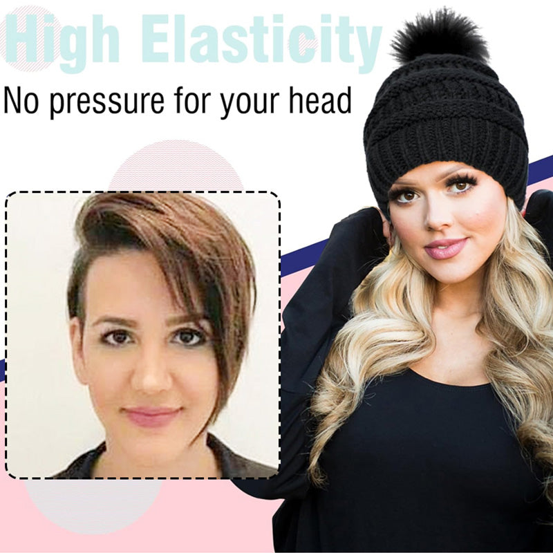 New Warm Detachable One-Piece Big Wave Wig Knit Hat(50% OFF)