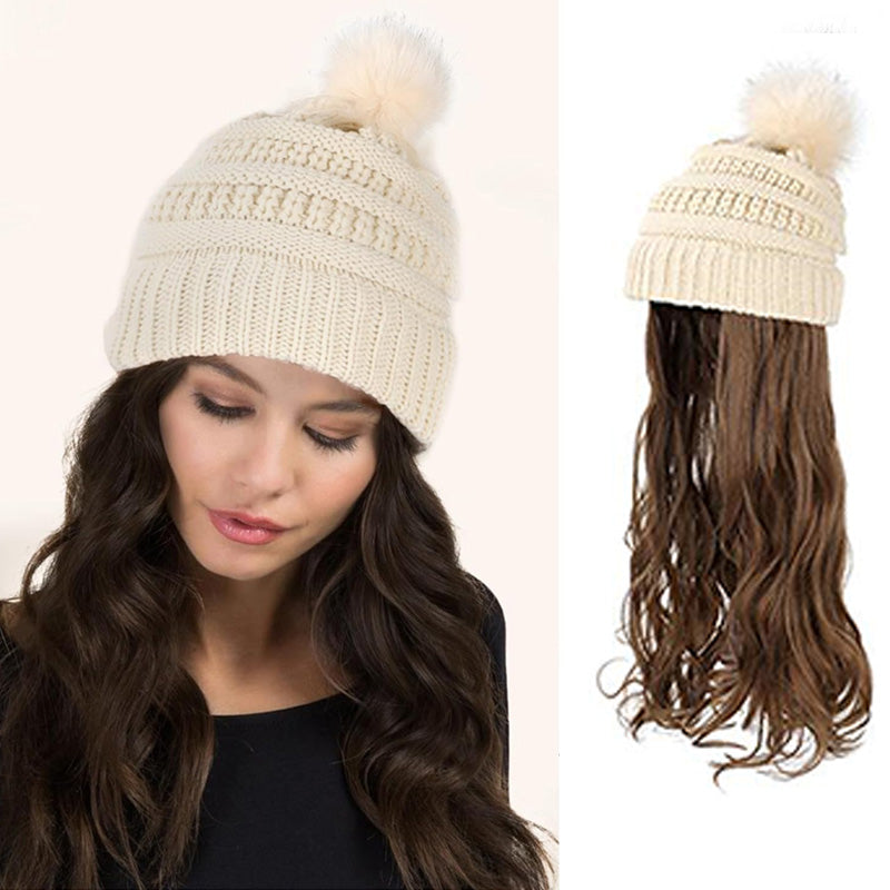 New Warm Detachable One-Piece Big Wave Wig Knit Hat(50% OFF)