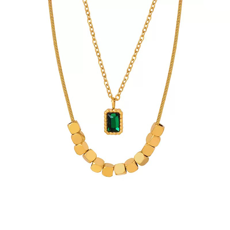 Twinkglo™ Double layered green zircon necklace