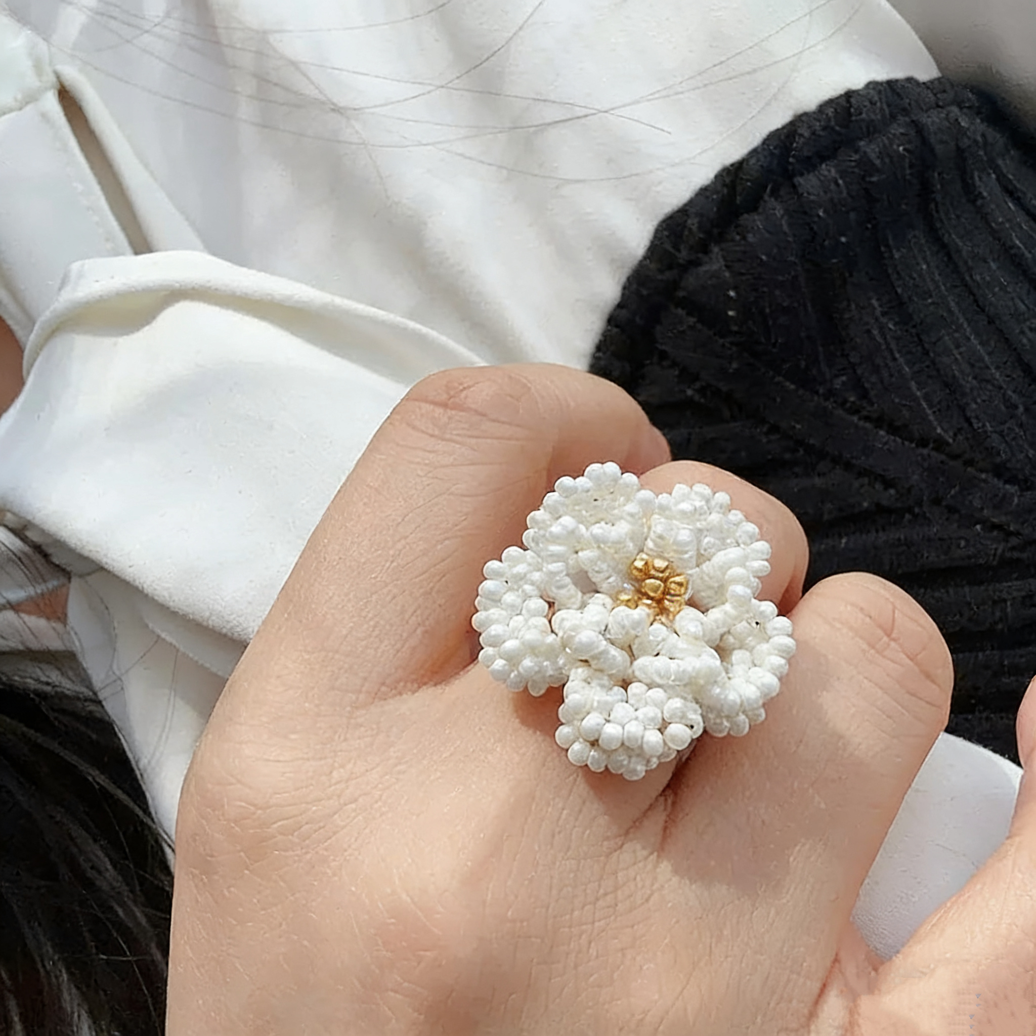 Twinkglo™ Handmade Camellia Beaded Stud Earrings