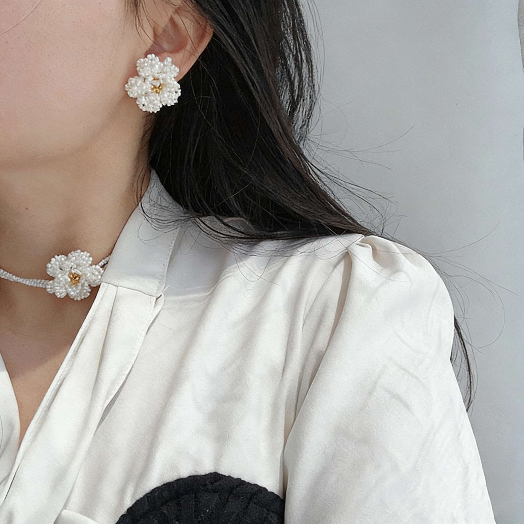 Twinkglo™ Handmade Camellia Beaded Stud Earrings