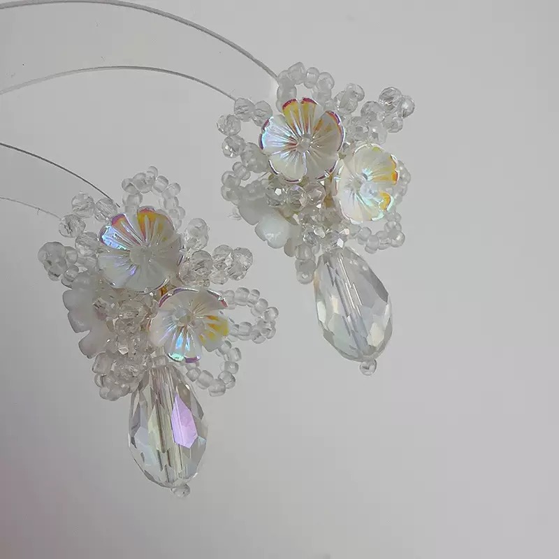 Twinkglo™ Handmade Blush Floral & Crystal Drop Earrings