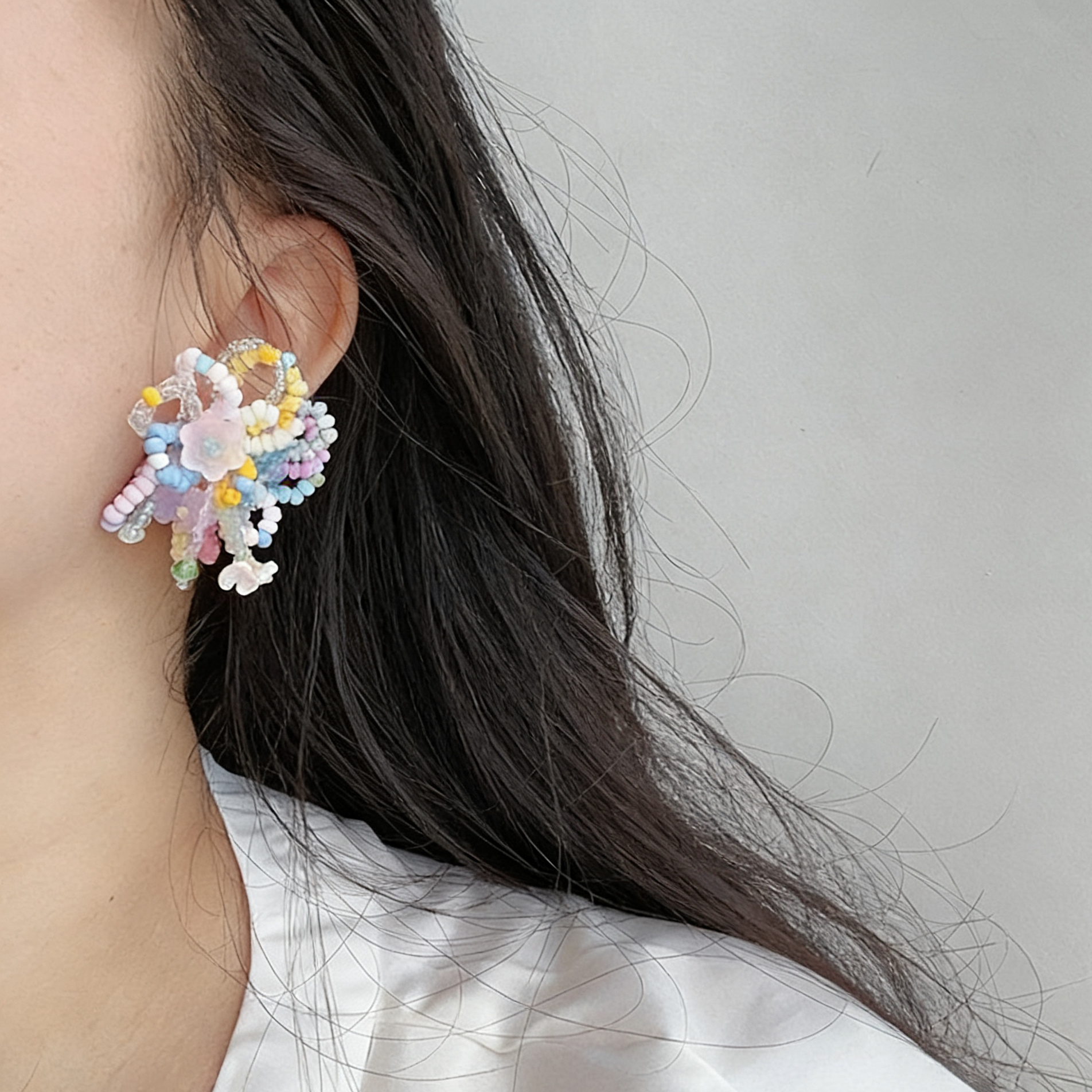 Twinkglo™ Handmade Pastel Floral Beaded Drop Earrings