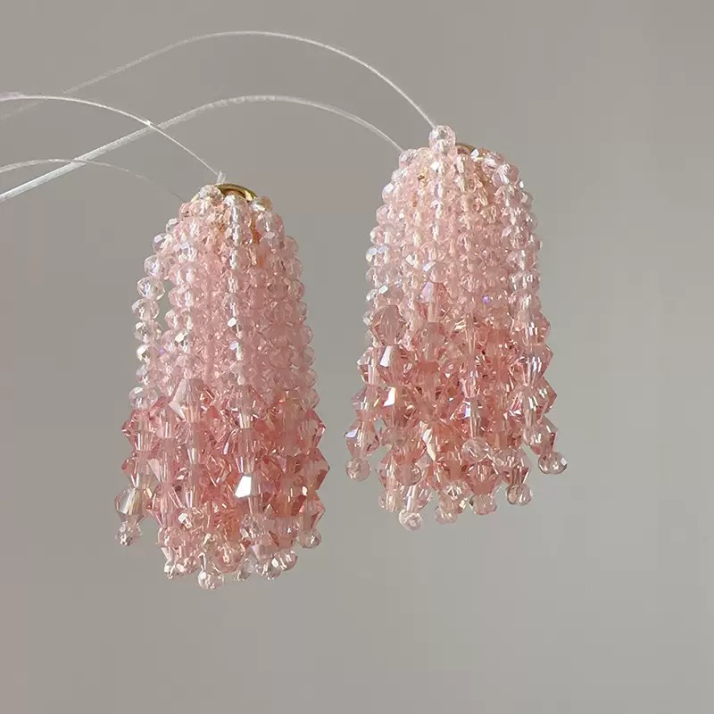 Twinkglo™ Handmade Blush Crystal Tassel Drop Earrings