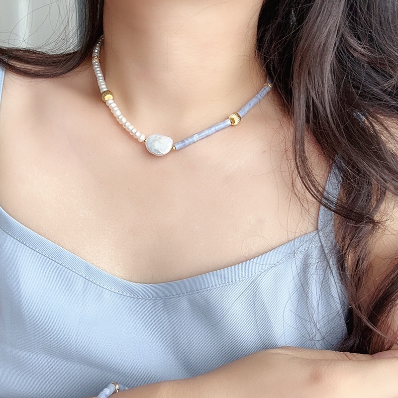 Twinkglo™ Handmade Blue Opal & Baroque Pearl Jewelry Set