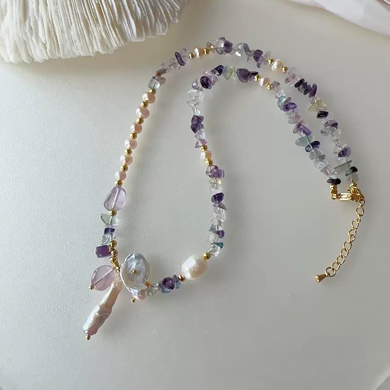 Twinkglo™ Handmade Amethyst & Baroque Pearl Flower Jewelry Set