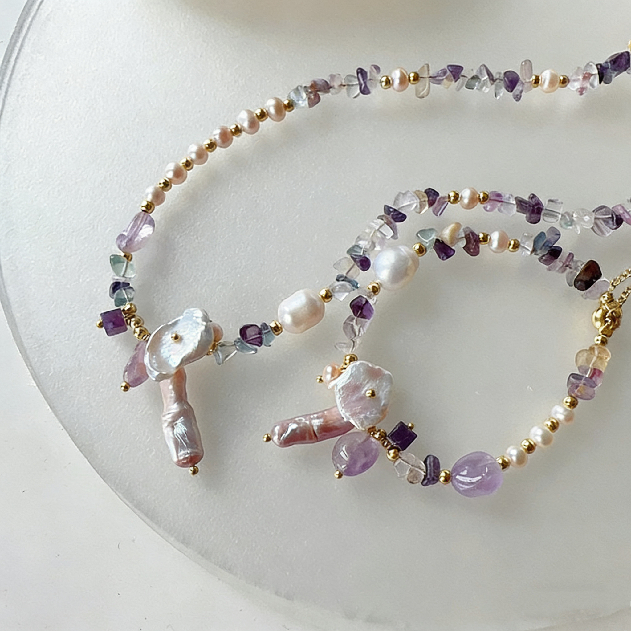 Twinkglo™ Handmade Amethyst & Baroque Pearl Flower Jewelry Set