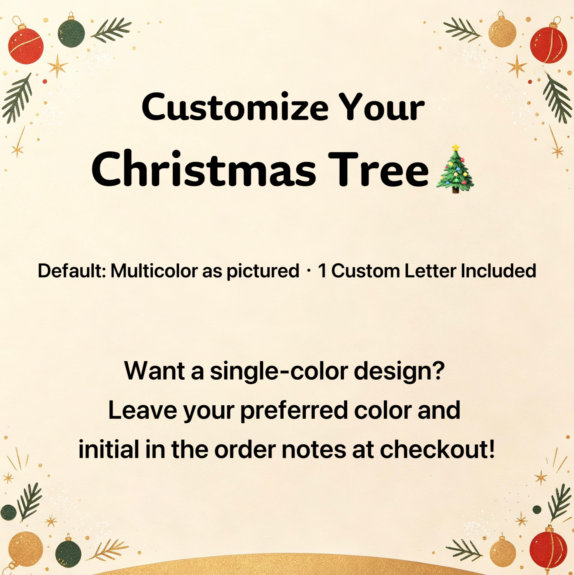 Mystery-style Custom Initial Pearl Christmas Tree Charm