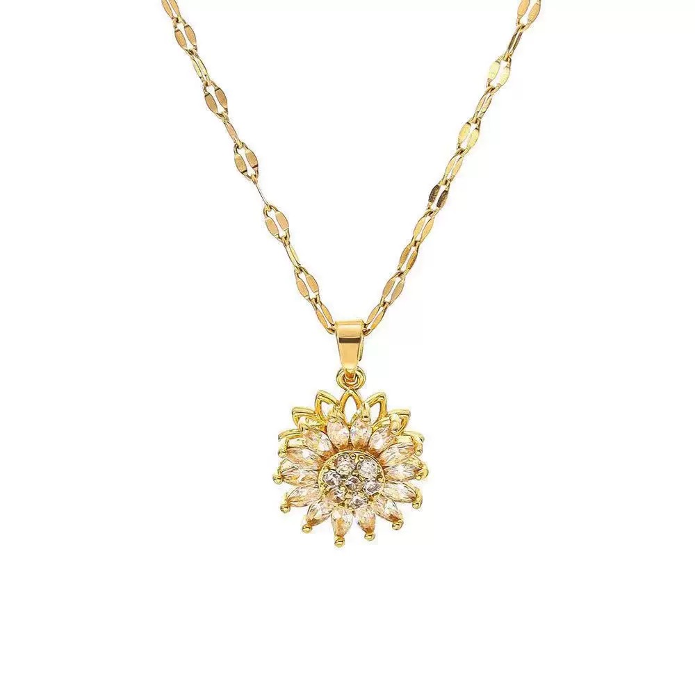 Twinkglo™  Rotating Flower Necklace Jewelry Set