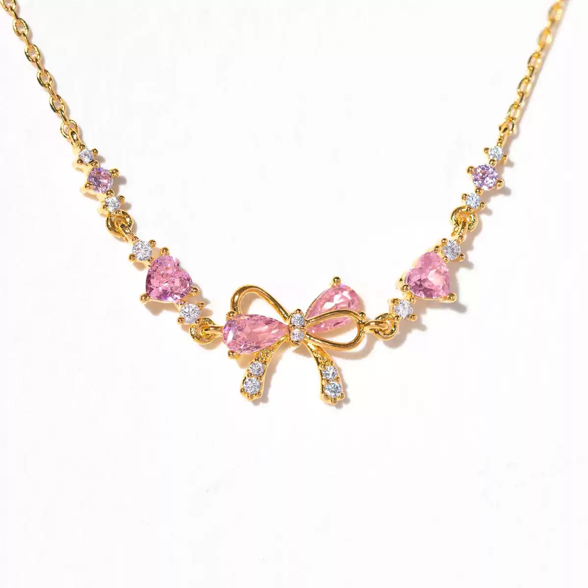 Twinkglo™ Bow Love Pink Zircon Bracelet Necklace