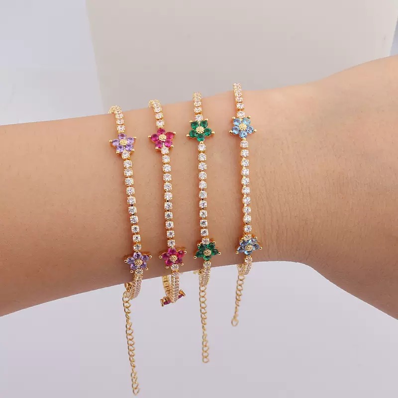 Twinkglo™ Colorful flower bracelet zircon