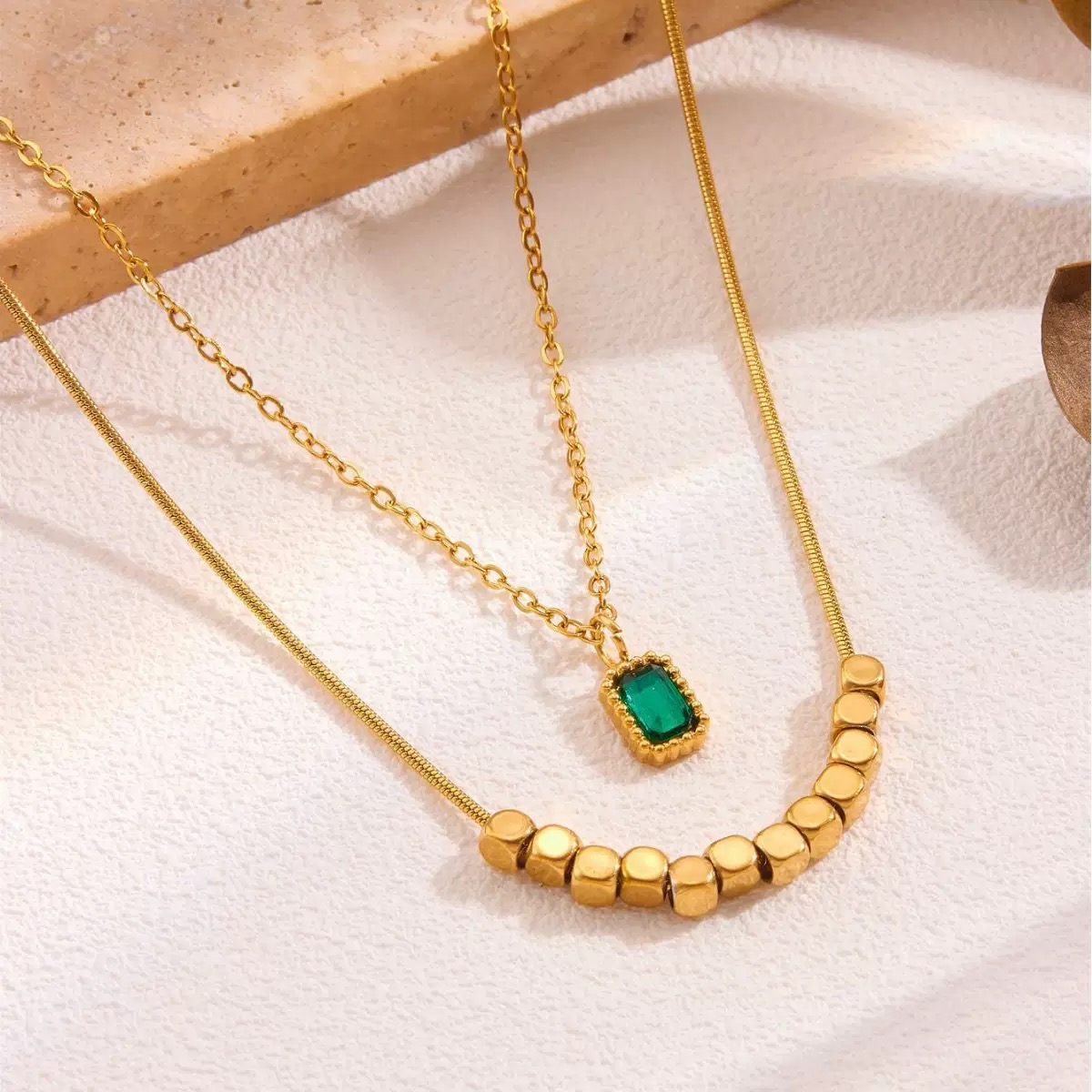 Twinkglo™ Double layered green zircon necklace