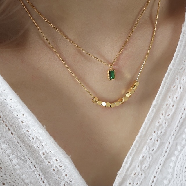 Twinkglo™ Double layered green zircon necklace