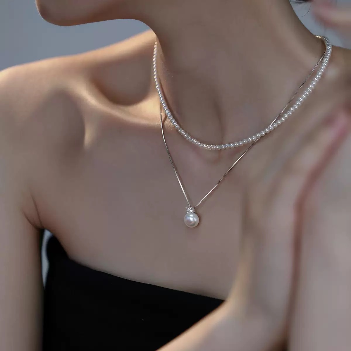 Twinkglo™ Minimalist Zircon Natural Pearl Necklace