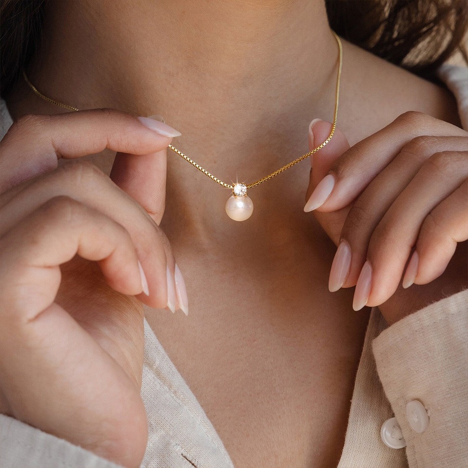 Twinkglo™ Minimalist Zircon Natural Pearl Necklace