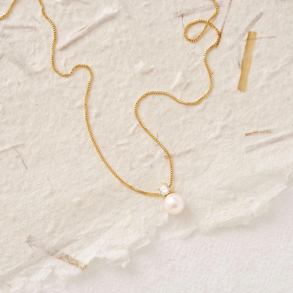 Twinkglo™ Minimalist Zircon Natural Pearl Necklace