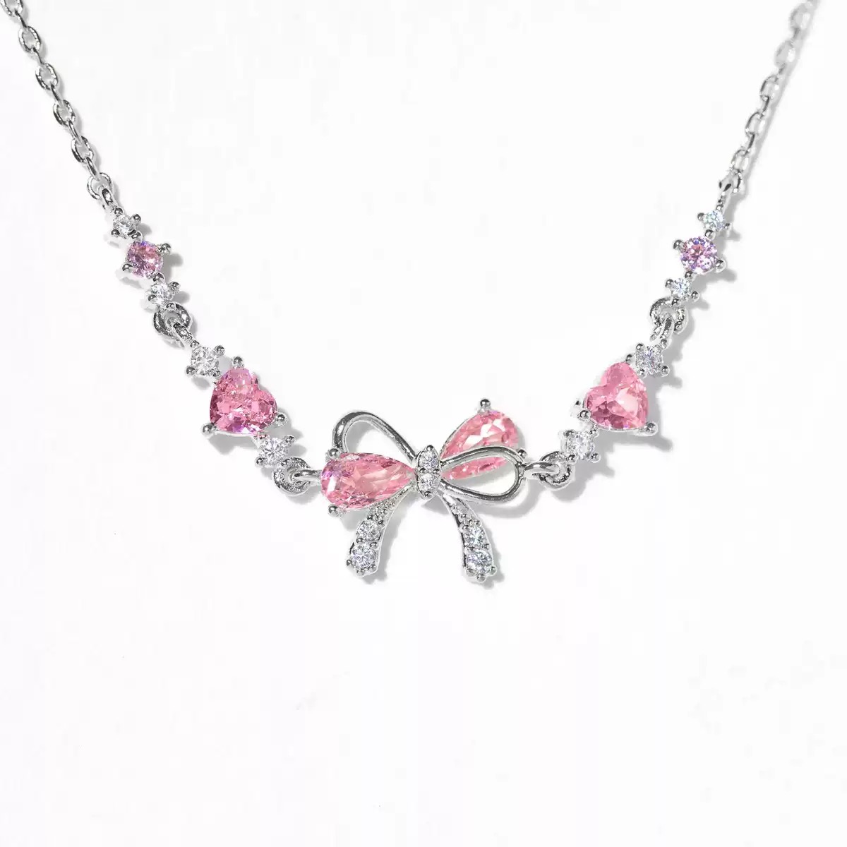 Twinkglo™ Bow Love Pink Zircon Bracelet Necklace