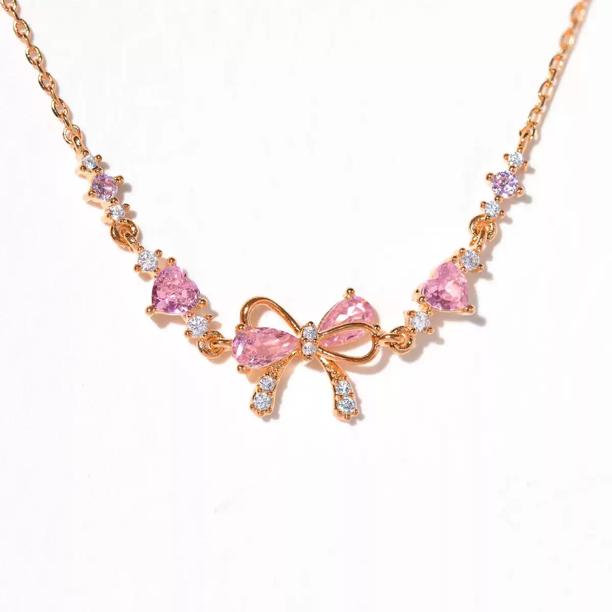 Twinkglo™ Bow Love Pink Zircon Bracelet Necklace