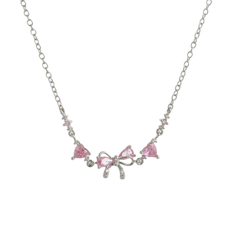 Twinkglo™ Bow Love Pink Zircon Bracelet Necklace