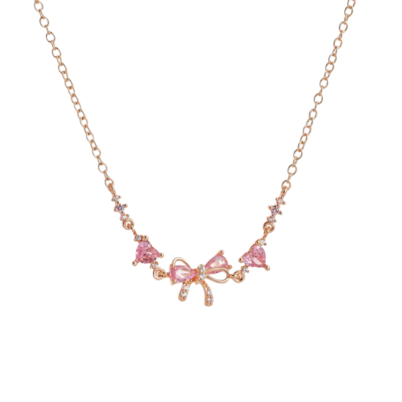 Twinkglo™ Bow Love Pink Zircon Bracelet Necklace