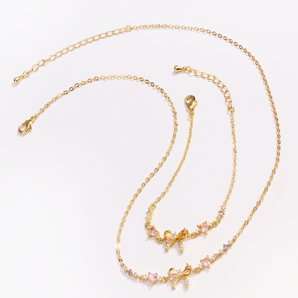 Twinkglo™ Bow Love Pink Zircon Bracelet Necklace