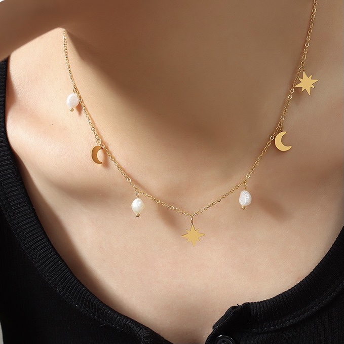 Twinkglo™ Natural pearls tassels necklace 