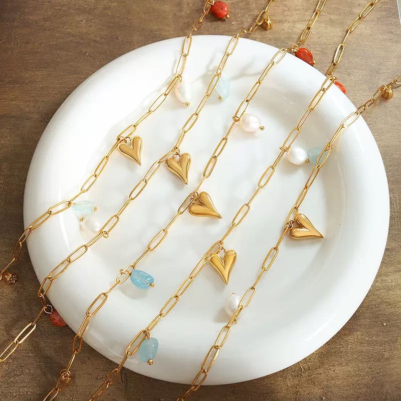 Twinkglo™ Natural pearl tassel love  necklace