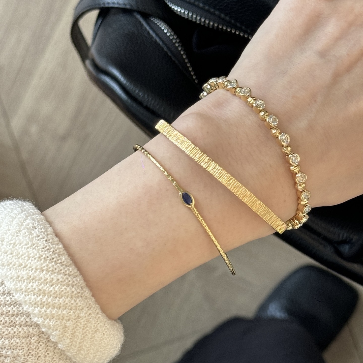 Twinkglo™  Minimally designed open bracelet zircon set 