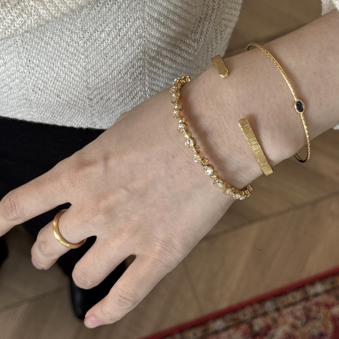 Twinkglo™  Minimally designed open bracelet zircon set 