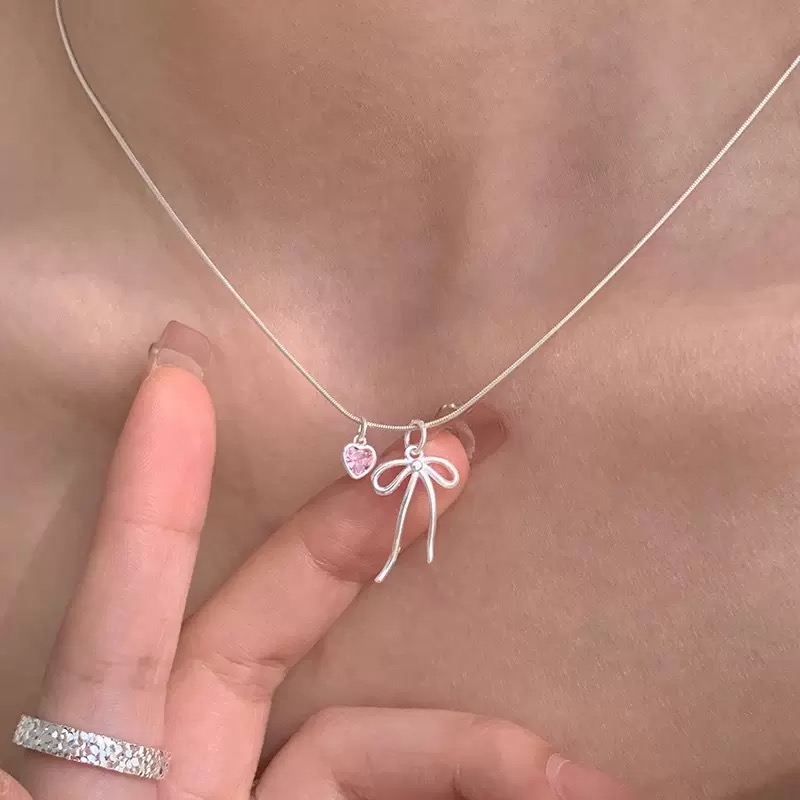 Twinkglo™ Pink love zircon pendant necklace