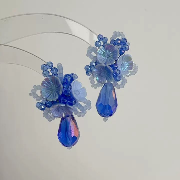 Twinkglo™ Handmade Blush Floral & Crystal Drop Earrings