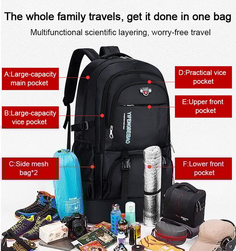 Mochila oxford expansível de grande capacidade