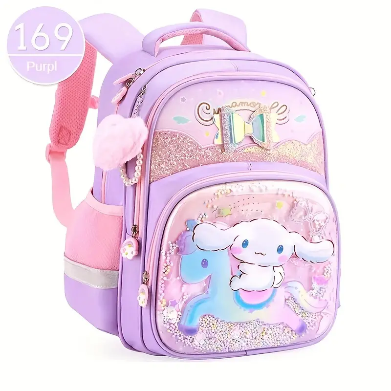 Mochila Sanrio, Kuromi & Mymelody - Adorável mochila escolar de anime de desenho animado - Mochila fofa e versátil para fãs