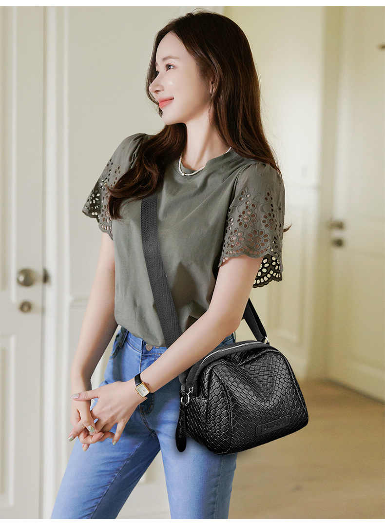 🔥Último dia com 50% de desconto🔥🌟Bolsa de concha de couro bovino de grande capacidade para tecelagem manual👜