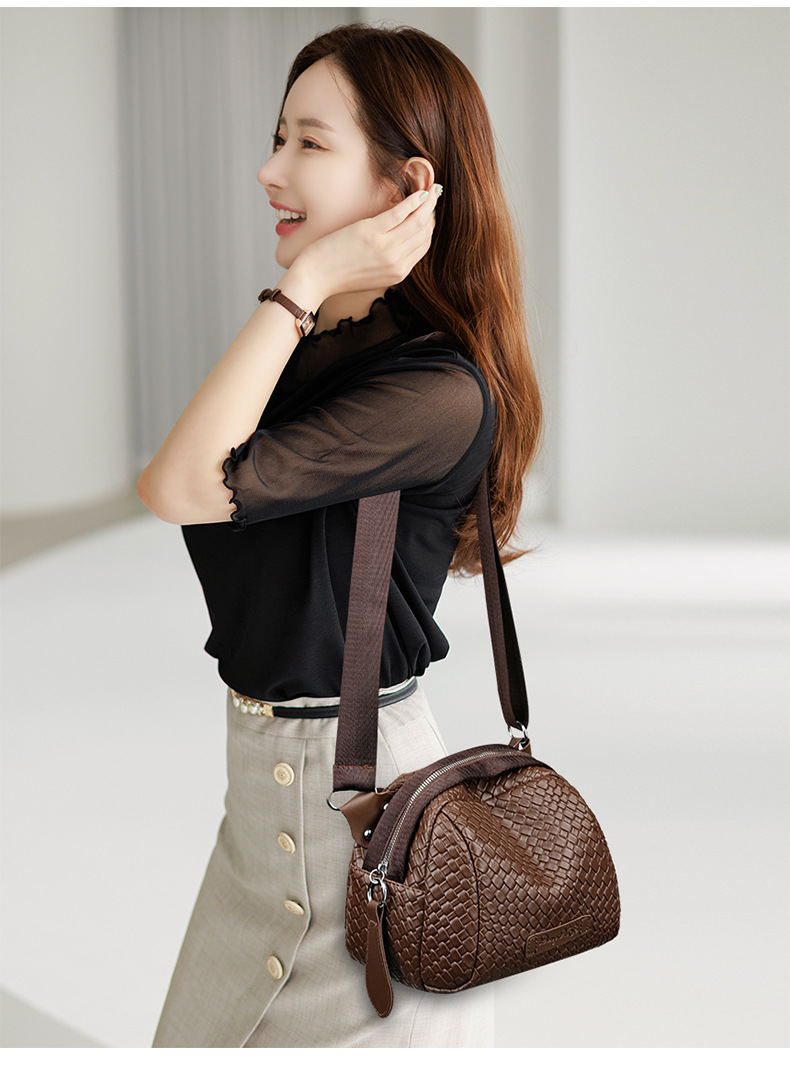 🔥Último dia com 50% de desconto🔥🌟Bolsa de concha de couro bovino de grande capacidade para tecelagem manual👜