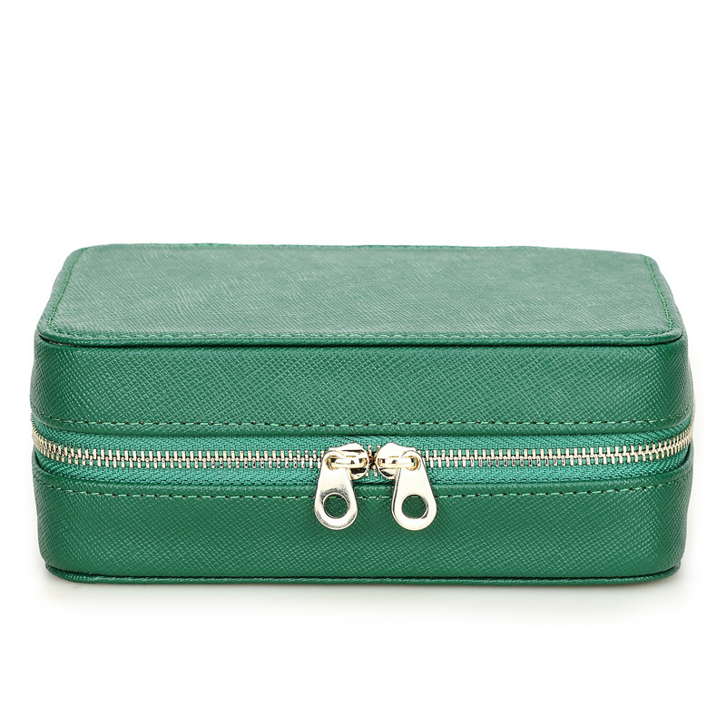 Saffiano Leather Mirror Jewelry Organizer Box