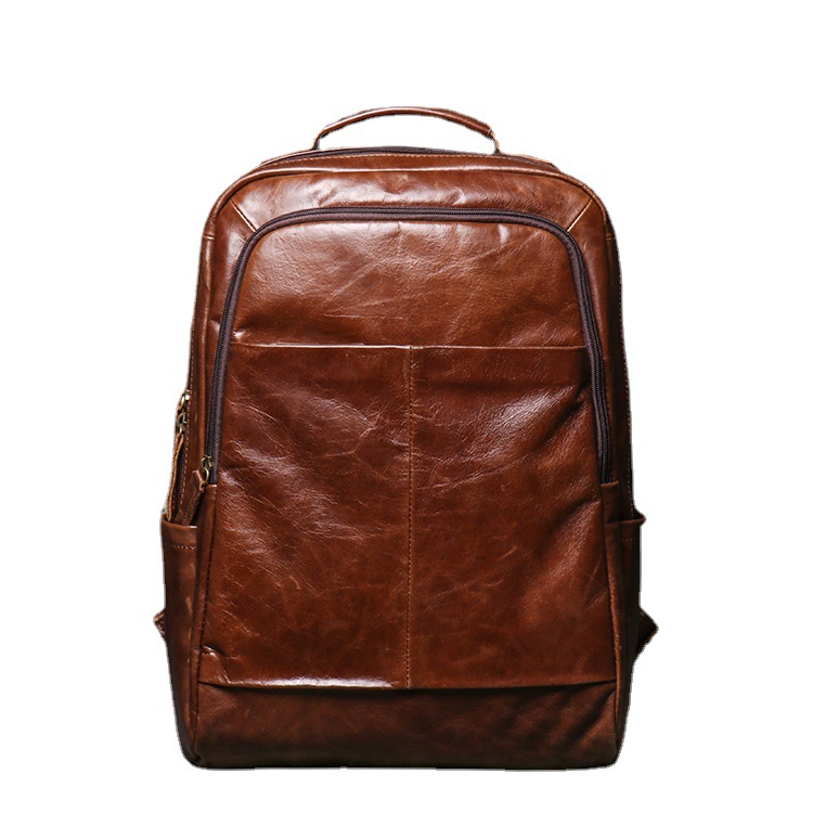 Mens Genuine Leather Laptop Backpack