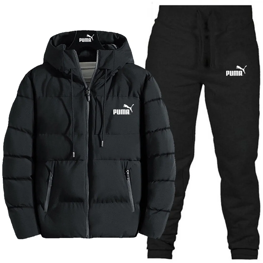 Conjunto jaqueta térmica + calça masculina engrossada de inverno Puma