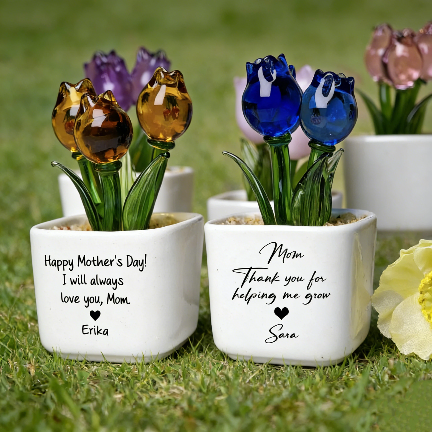 Personalized Glass Everlasting Tulips Potted For Unique & Love | JNSDec202