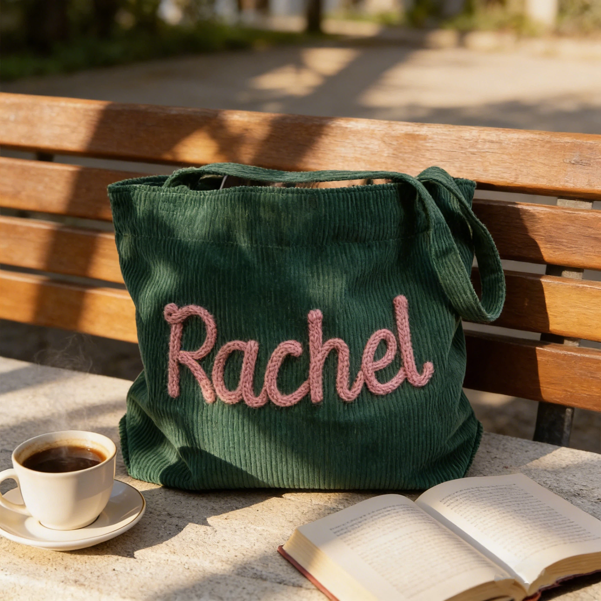 Personalized Hand Embroidered Corduroy Tote Bag for Unique & Love | JNSBag133