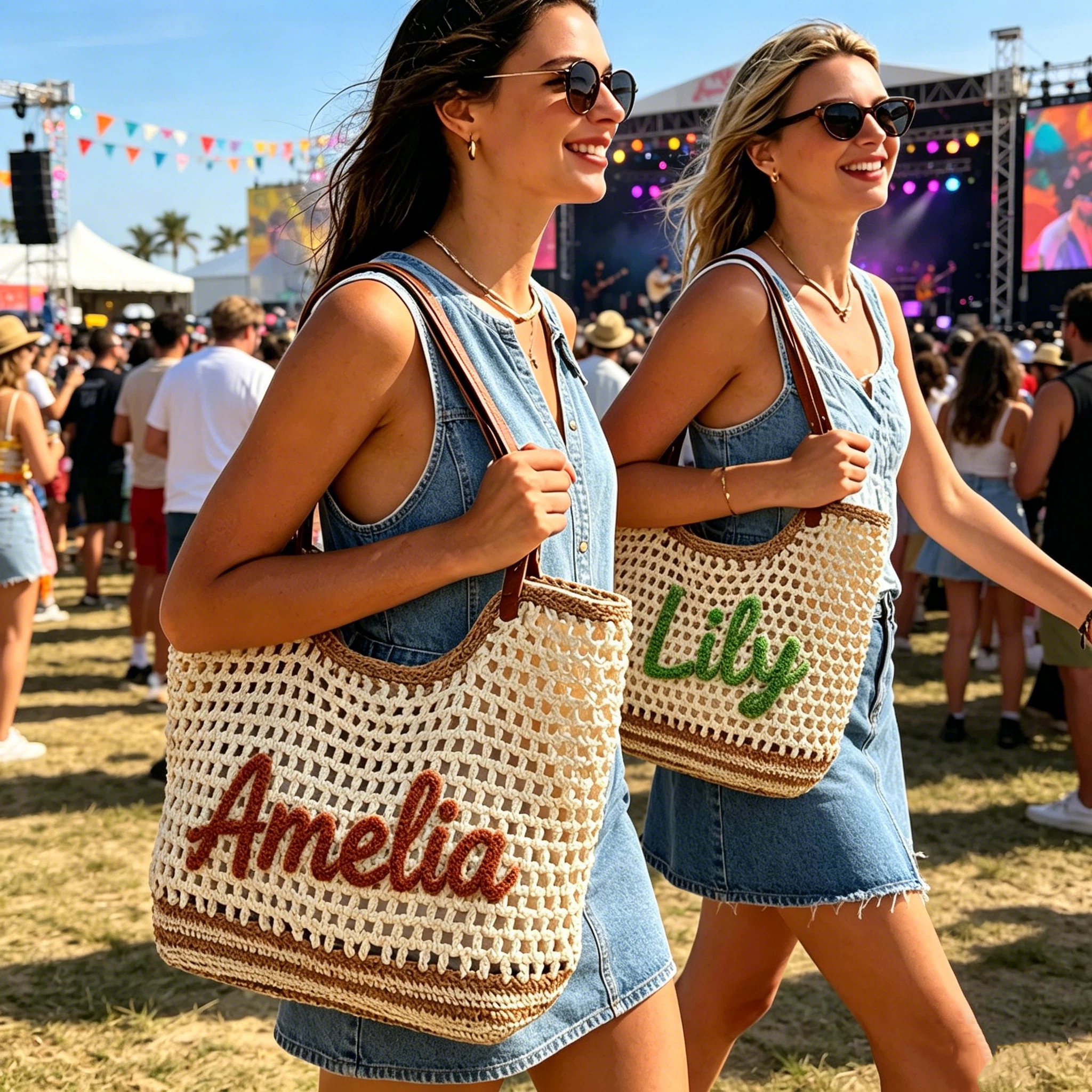 Personalized Handmade Embroidered Crochet Beach Tote for Unique & Love | JNSBag141
