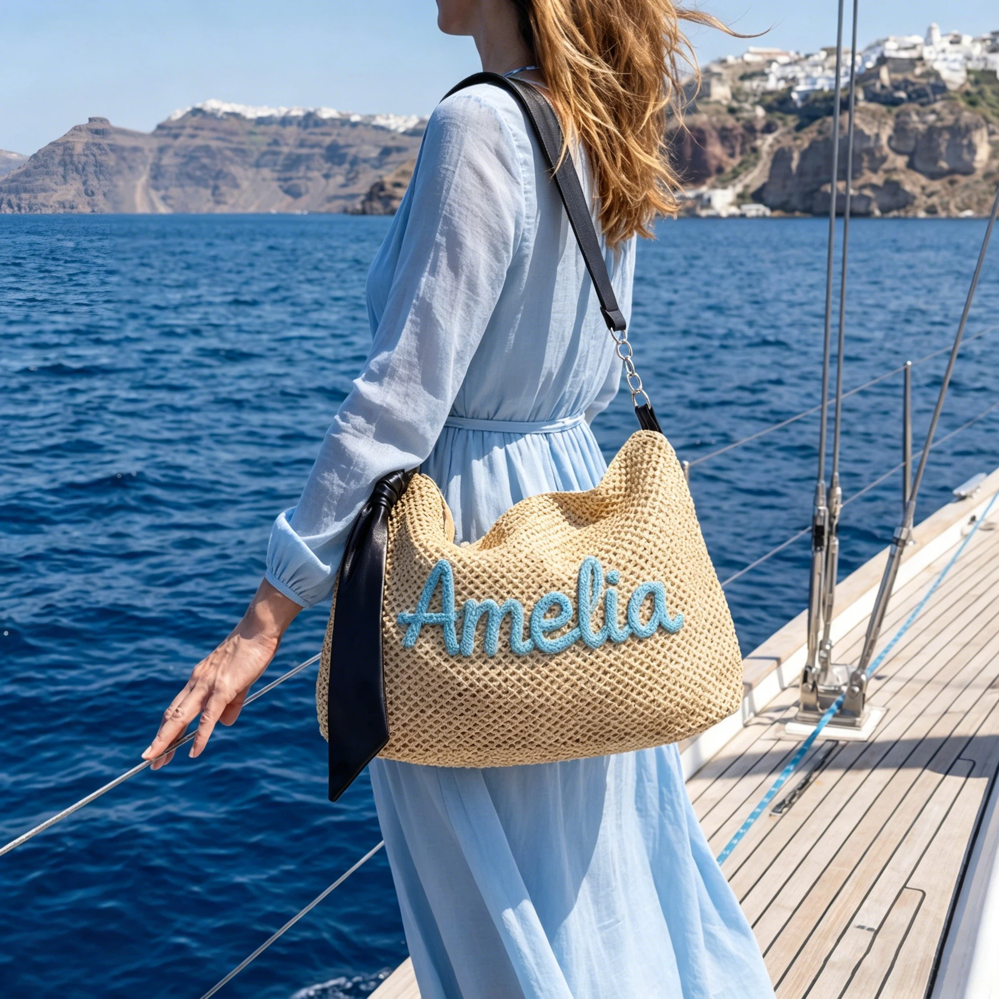 Personalized Handmade Embroidered Personalized Straw Crossbody Bag for Unique & Love | JNSBag142