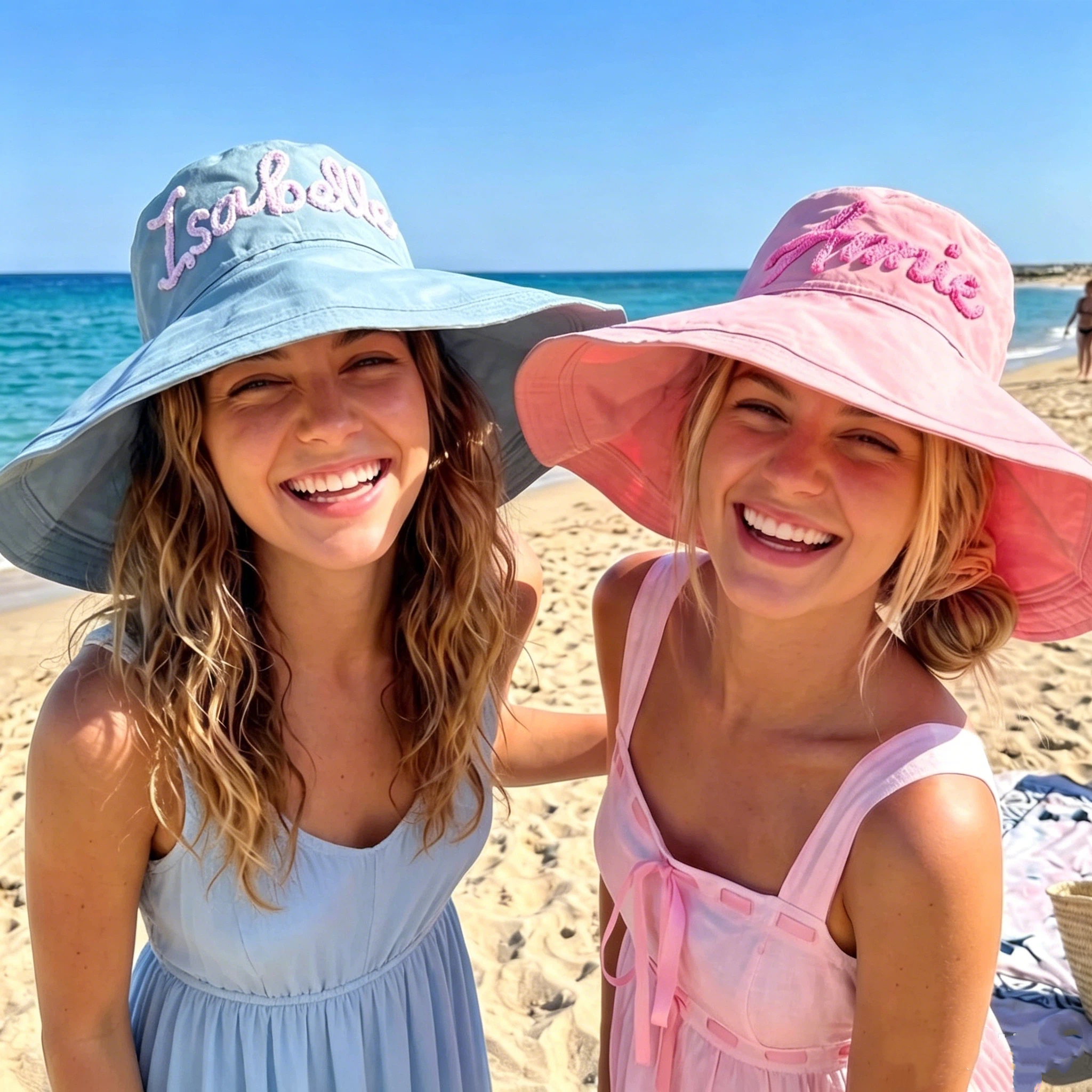 Personalized Name Hand Embroidered Wide Brim Sun Hat for Unique & Love | JNSHat17