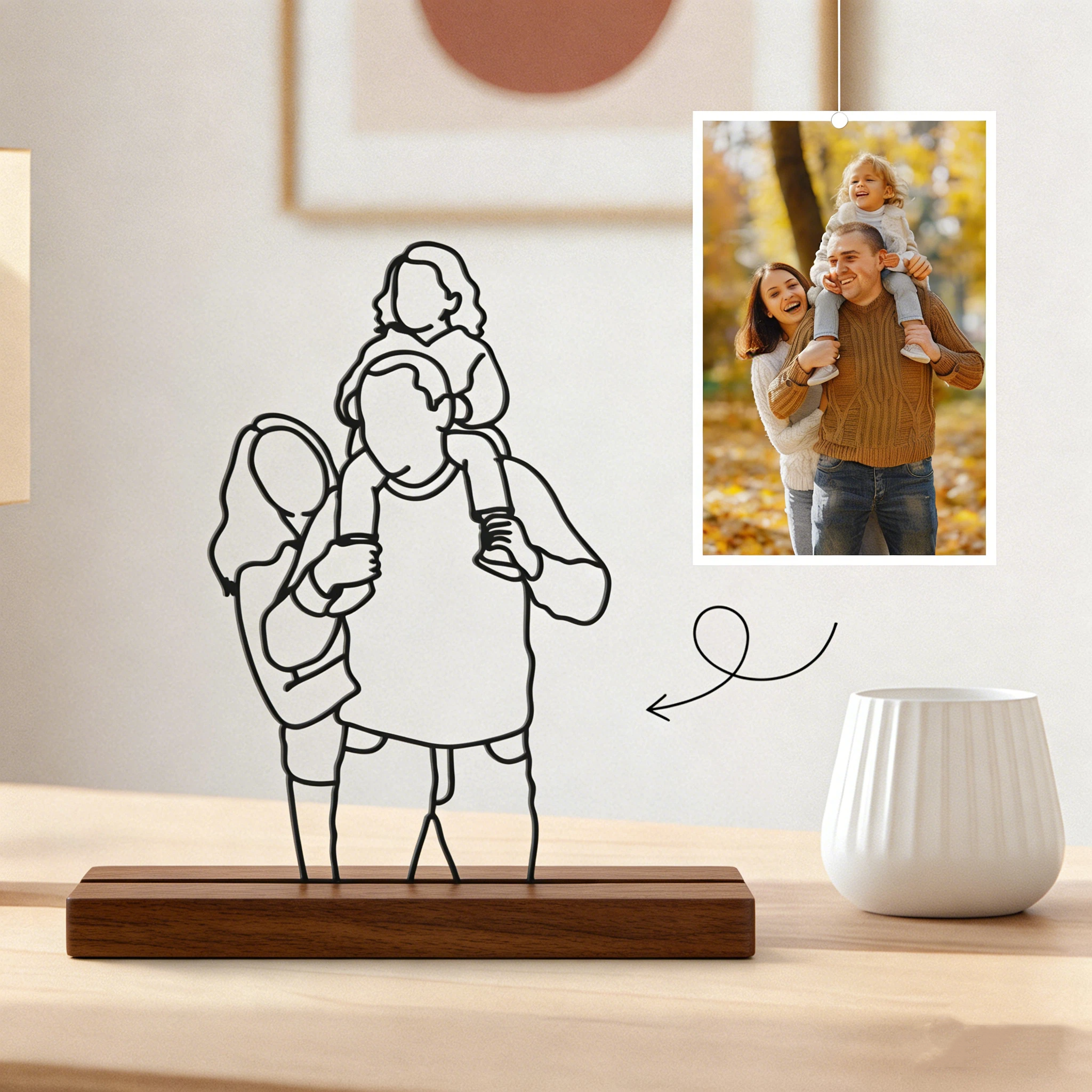 Personalized  Family 3D Line Sculpture Art Portrait Decor | JNSDec198