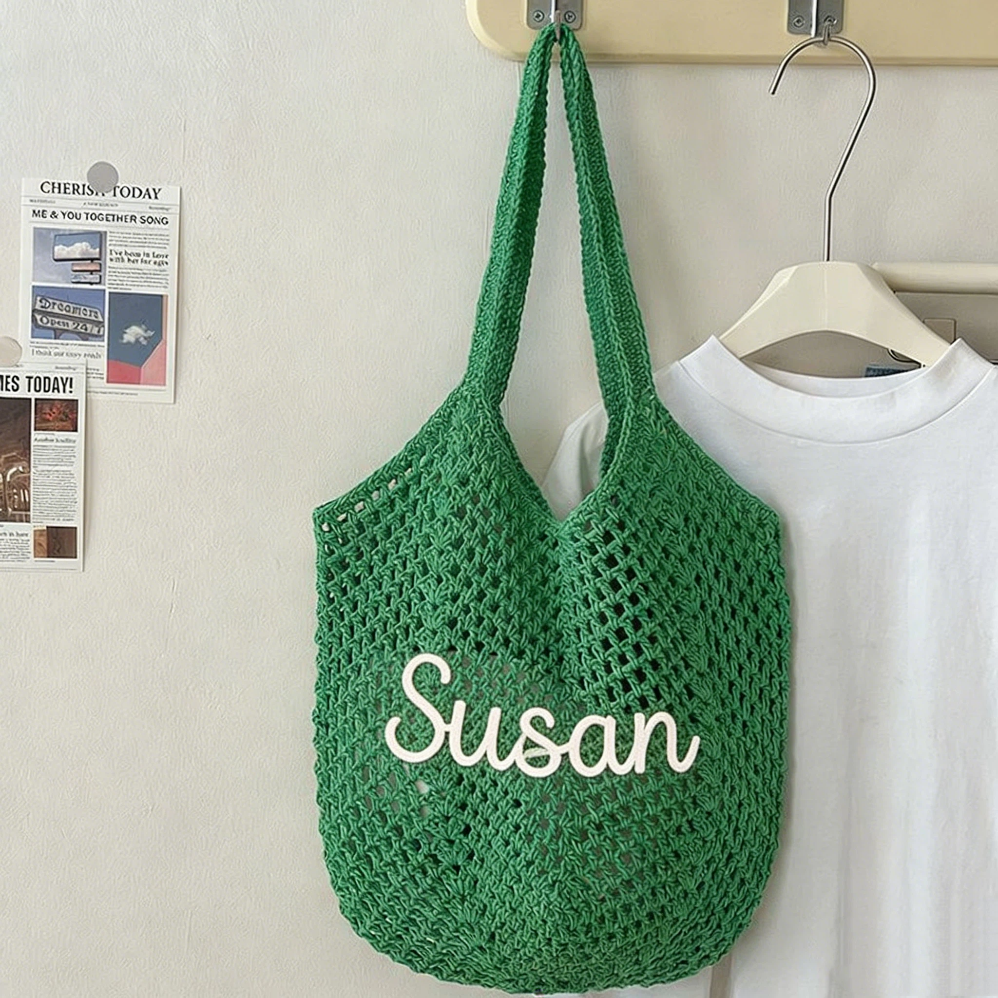Personalized Hand Embroidered Crochet Beach Tote Bag for Unique & Love | JNSBag122