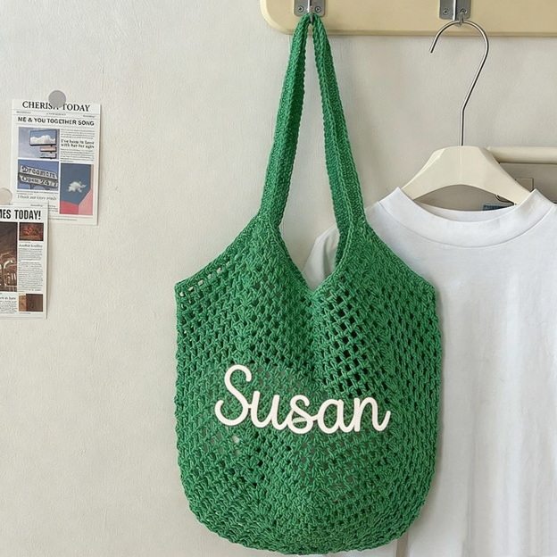Personalized Hand Embroidered Crochet Beach Tote Bag for Unique & Love | JNSBag122