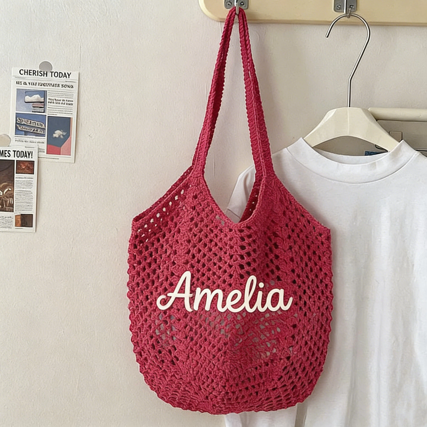 Personalized Hand Embroidered Crochet Beach Tote Bag for Unique & Love | JNSBag122