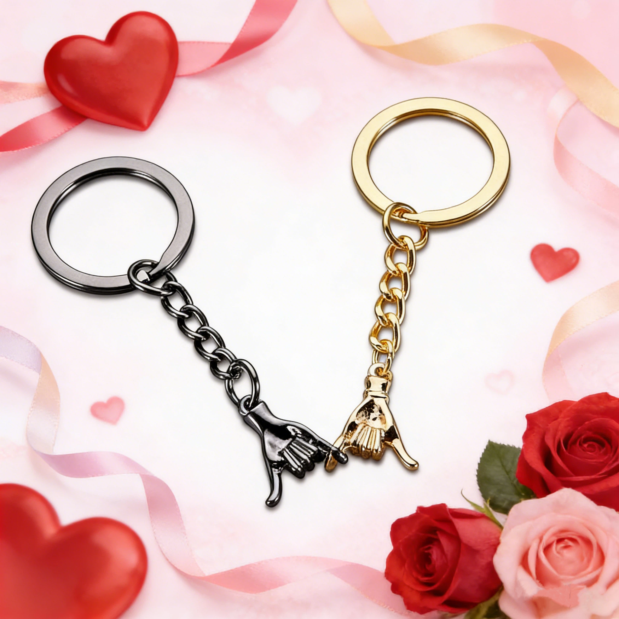 Personalized Monogram Engraved Pinky Promise Matching Couple Keychains for Unique & Love | JNSDec191