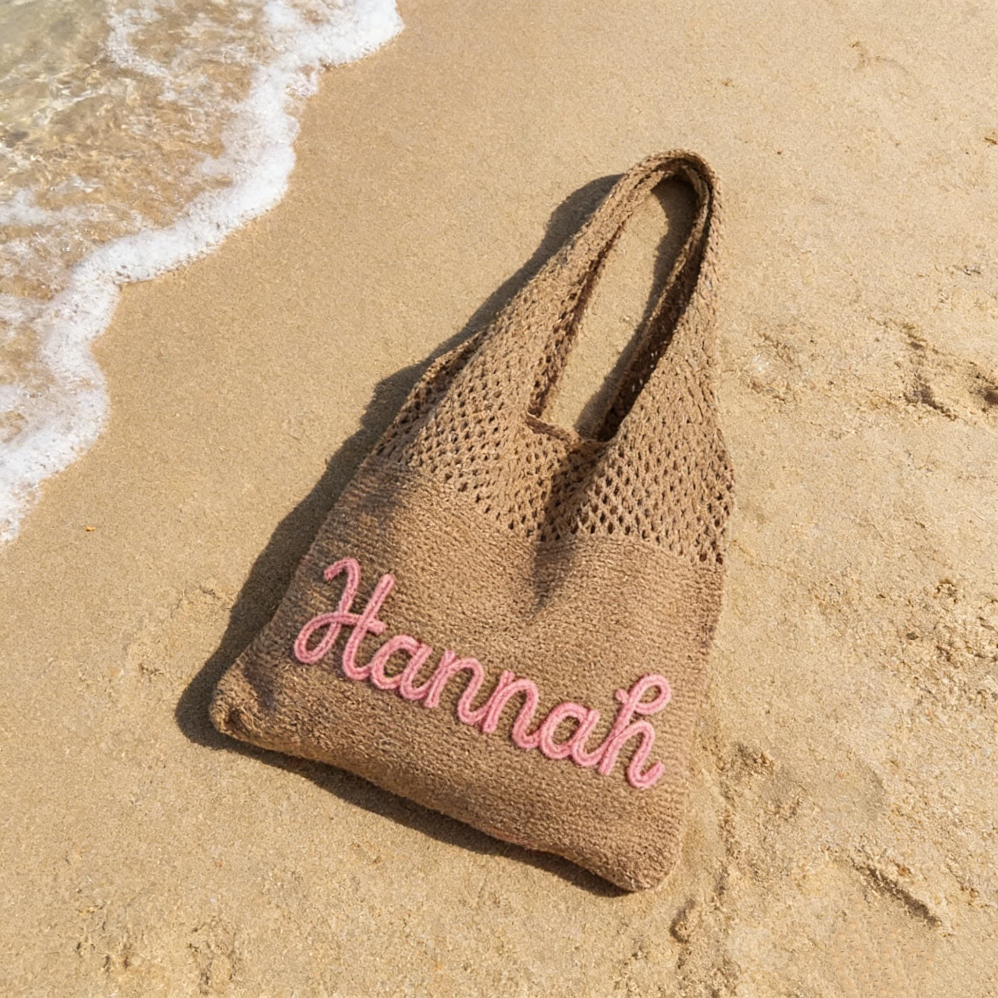 Personalized Hand Embroidered Knit Beach Bag for Unique & Love | JNSBag129