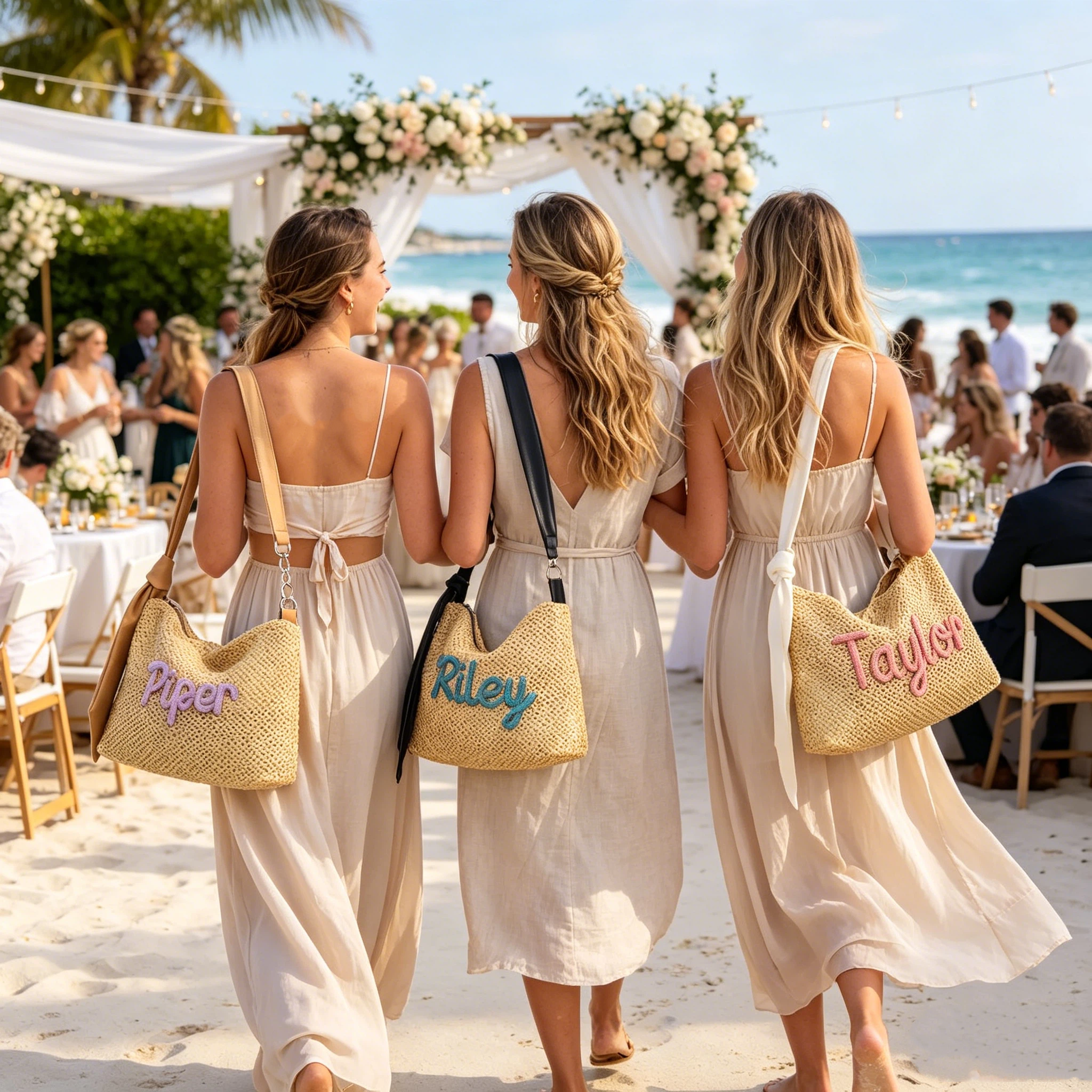Personalized Handmade Embroidered Personalized Straw Crossbody Bag for Unique & Love | JNSBag142